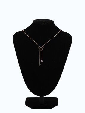 UTC Gold Butterfly Pendant Necklace with Crystal Drop | Elegant Adjustable Neckl